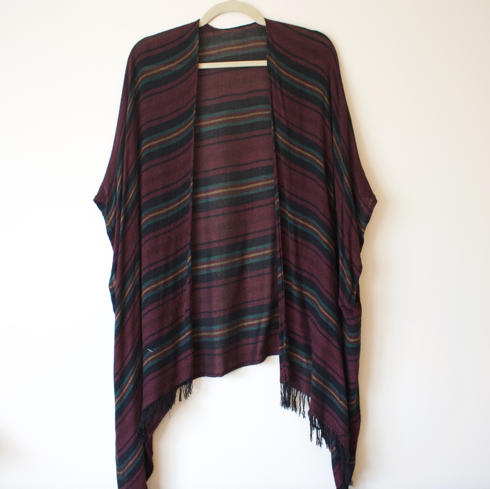 Roots | Black Red Cardigan Wool Stripes